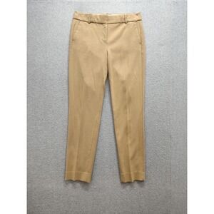 J Crew Women Dress Pant 8 Beige Herringbone Ankle Slash Pockets Stretch Formal